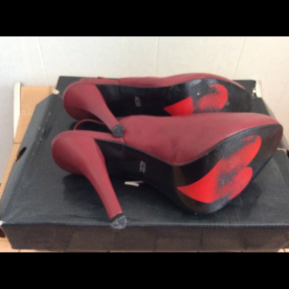 Luichiny Burgundy Leather Platform SHOES size 7.5 - Picture 4 of 6